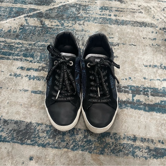 New Zadig and Voltaire, wild low-top sneaker navy python print - Picture 3 of 8